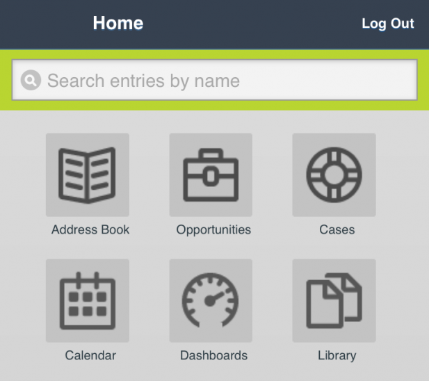 Grey menu for Maximizer CRM